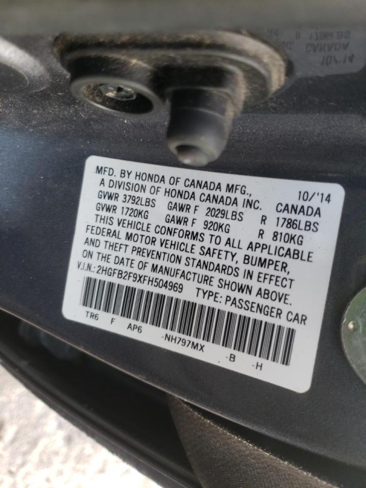 Photo 10 from auction – 2015 HONDA CIVIC EXL with VIN 2HGFB2F9XFH504969