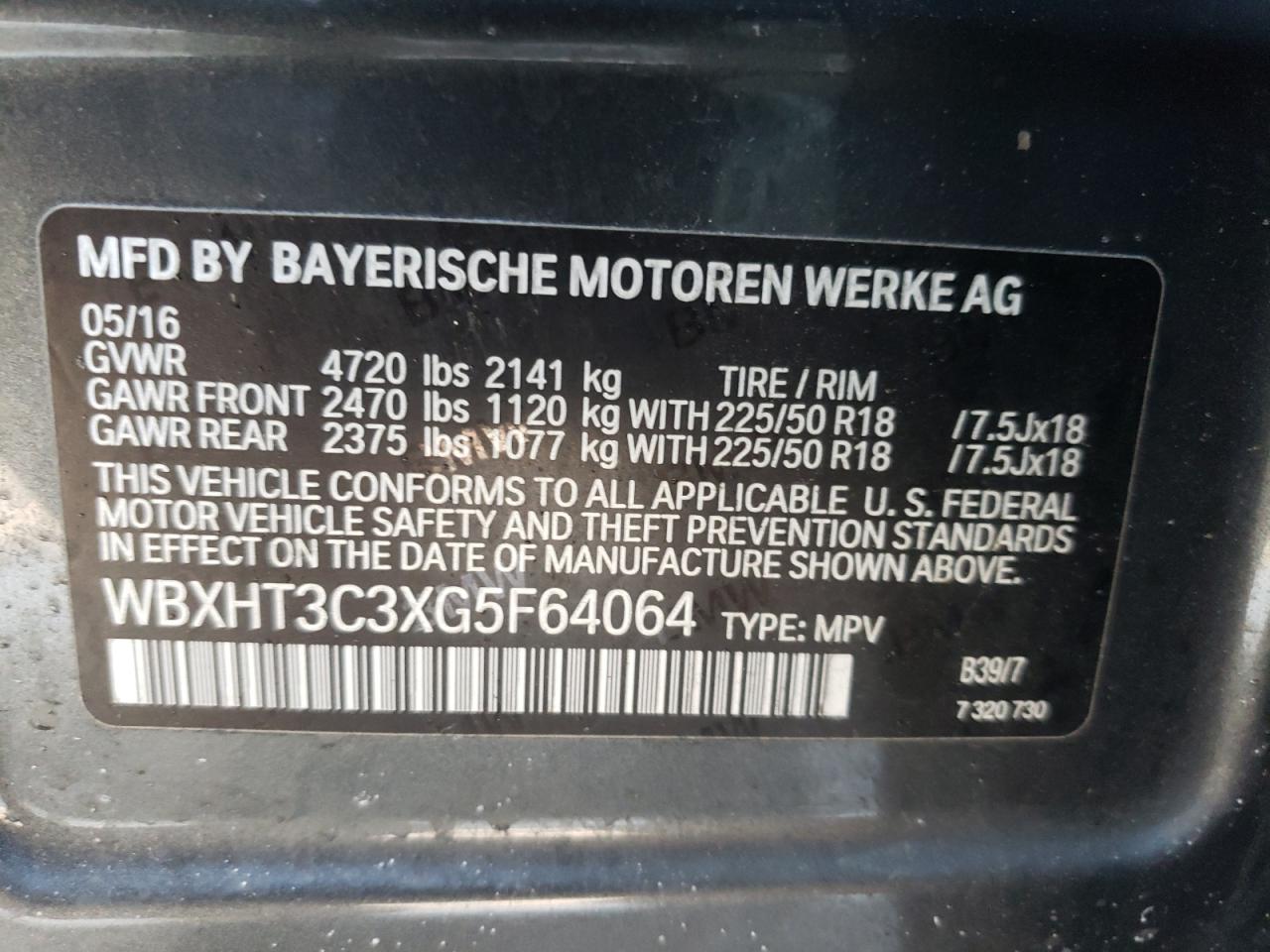 Photo 10 from auction – 2016 BMW X1 XDRIVE2 with VIN WBXHT3C3XG5F64064