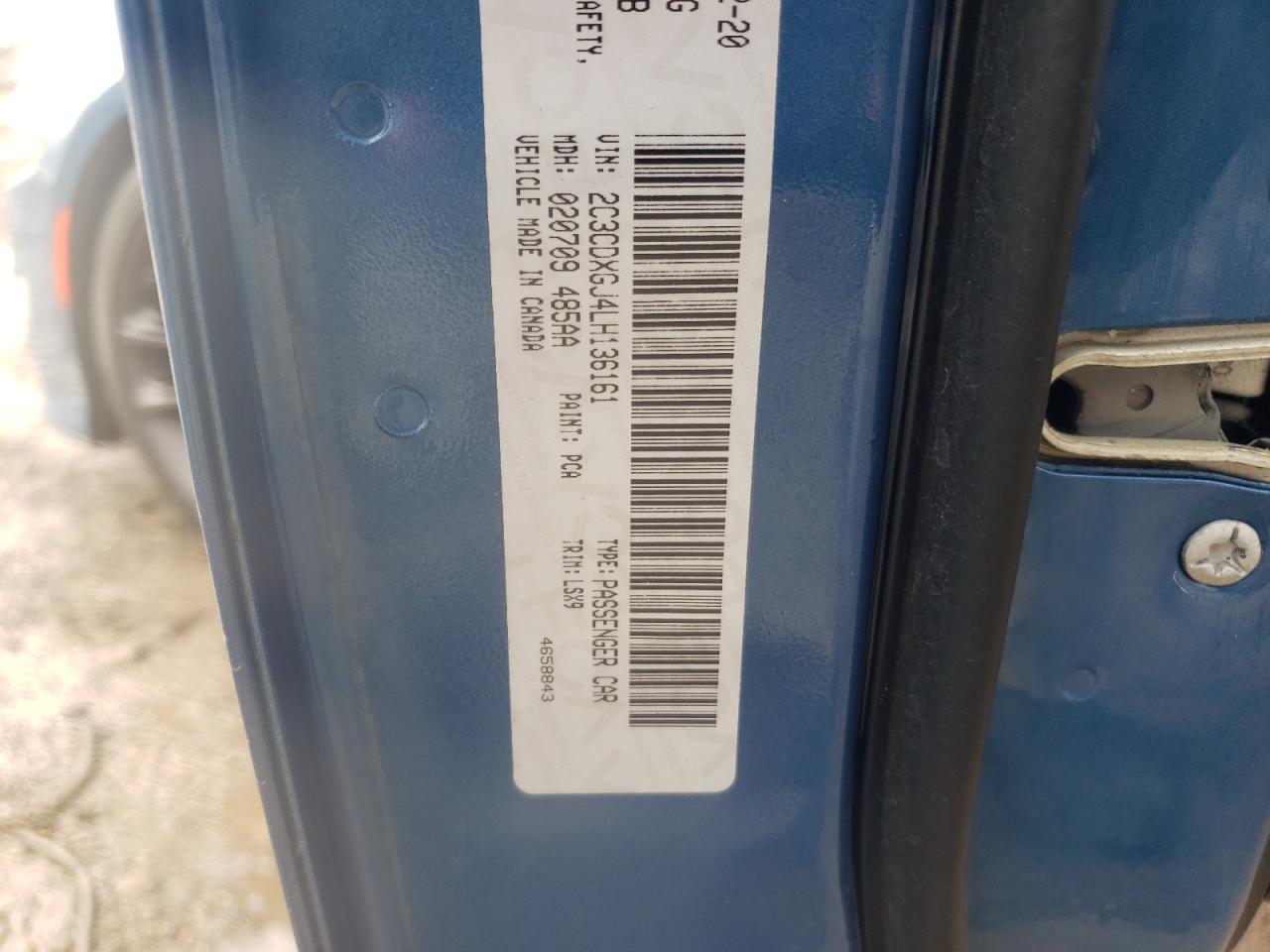 Photo 10 from auction – 2020 DODGE CHARGER SC with VIN 2C3CDXGJ4LH136161