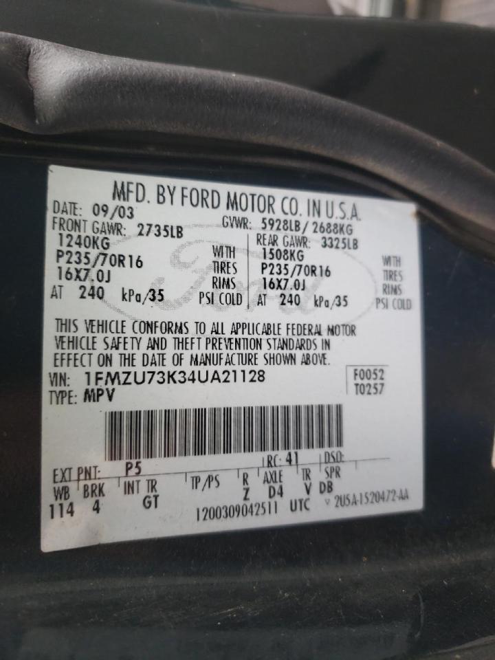 Photo 10 from auction – 2004 FORD EXPLORER X with VIN 1FMZU73K34UA21128