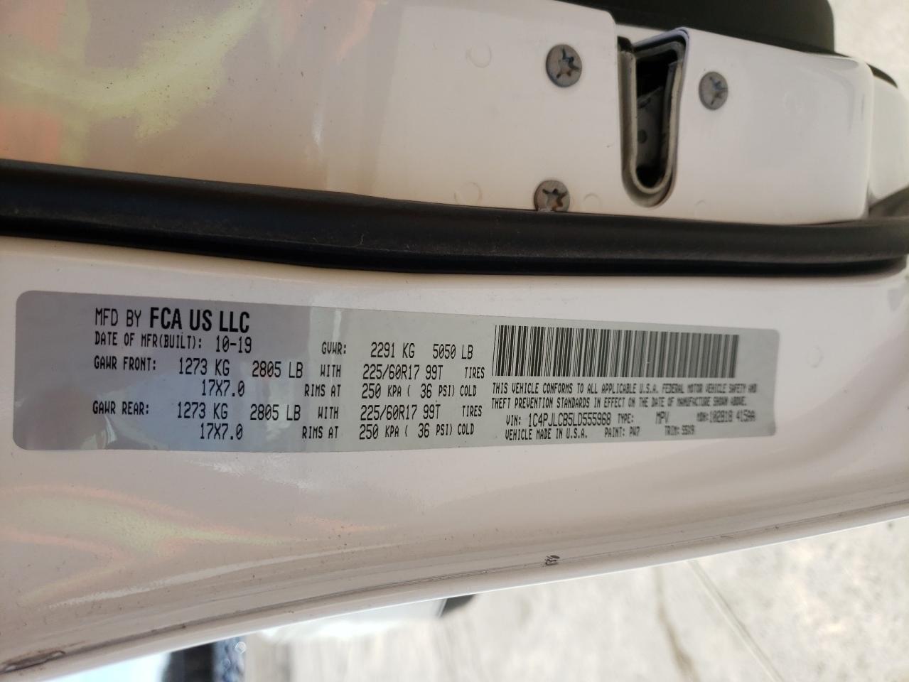 Photo 10 from auction – 2020 JEEP CHEROKEE L with VIN 1C4PJLCB5LD555968