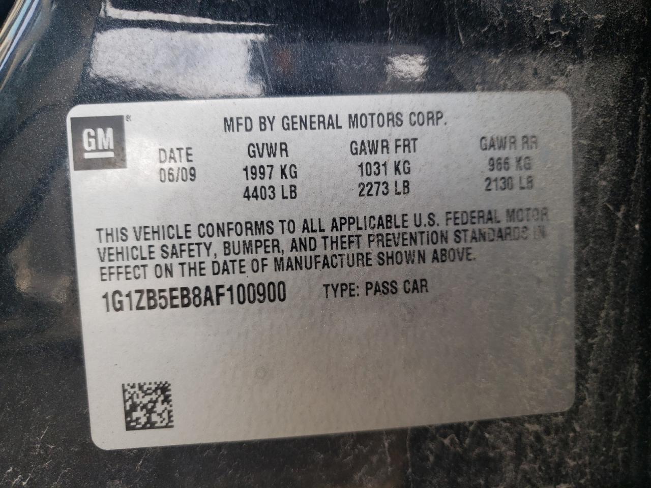 Photo 10 from auction – 2010 CHEVROLET MALIBU LS with VIN 1G1ZB5EB8AF100900