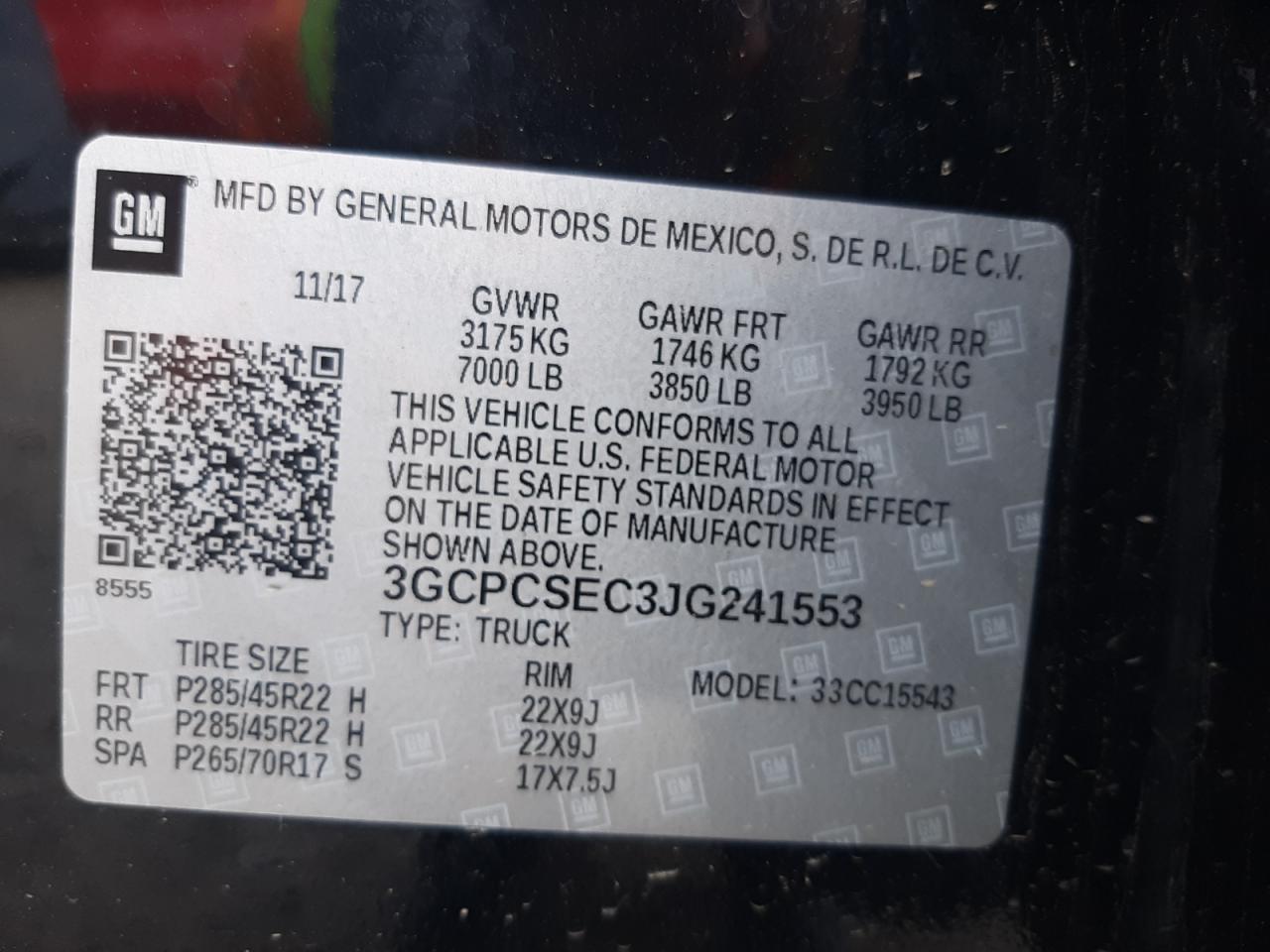 Photo 10 from auction – 2018 CHEVROLET SILVERADO with VIN 3GCPCSEC3JG241553
