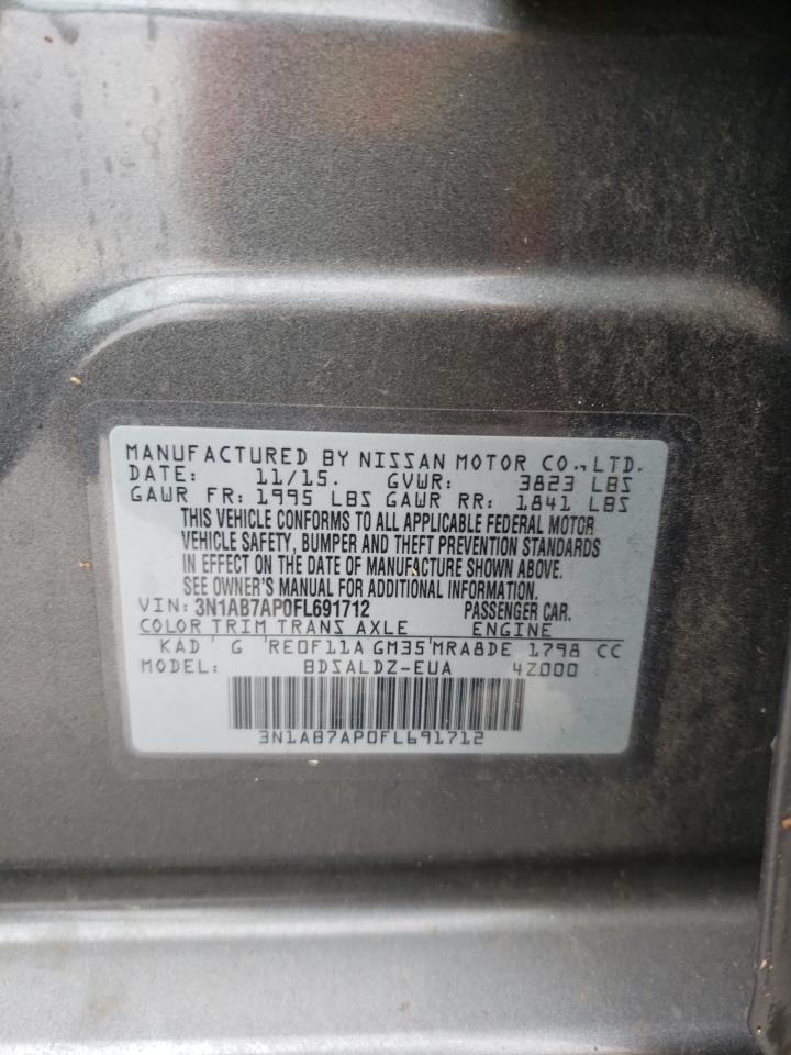 Photo 10 from auction – 2015 NISSAN SENTRA S with VIN 3N1AB7AP0FL691712