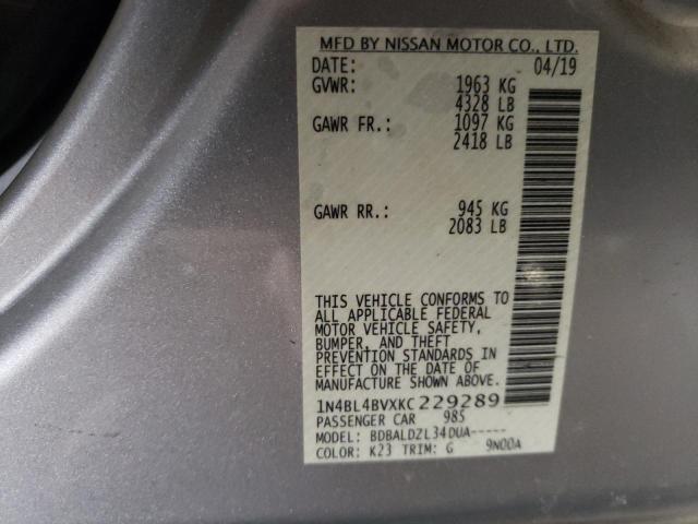 Photo 10 from auction – 2019 NISSAN ALTIMA S with VIN 1N4BL4BVXKC229289