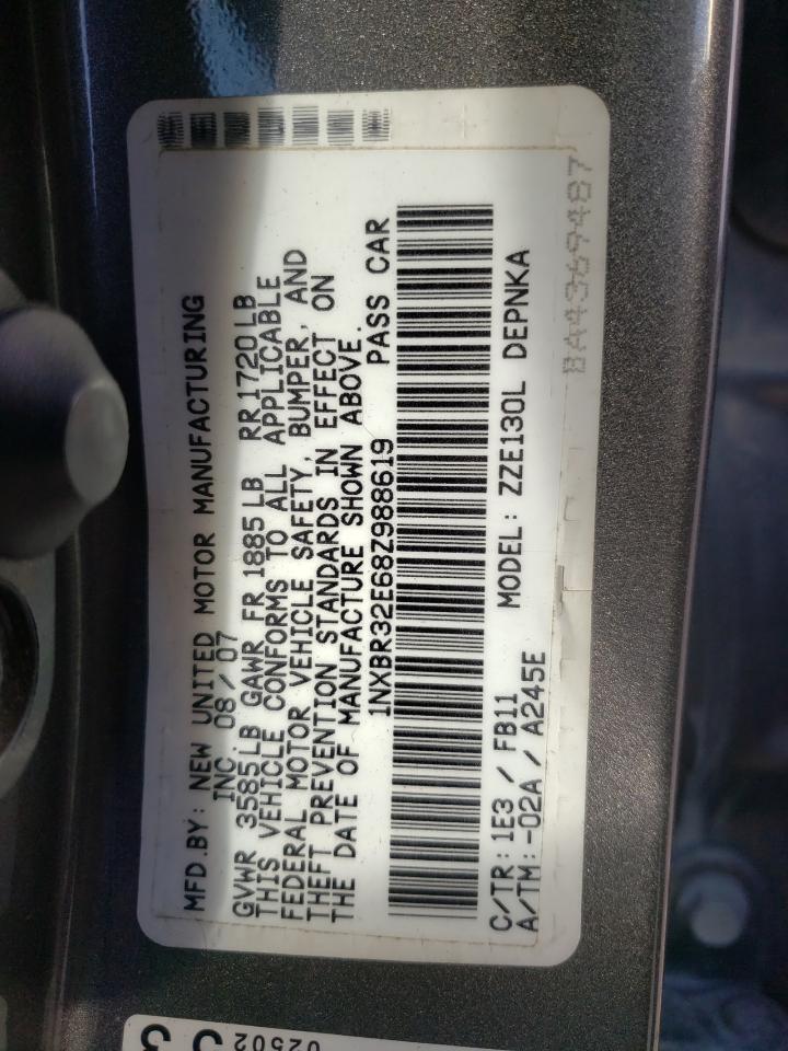 Photo 10 from auction – 2008 TOYOTA COROLLA CE with VIN 1NXBR32E68Z988619