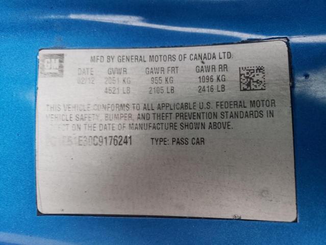 Photo 10 from auction – 2012 CHEVROLET CAMARO LT with VIN 2G1FB1E30C9176241