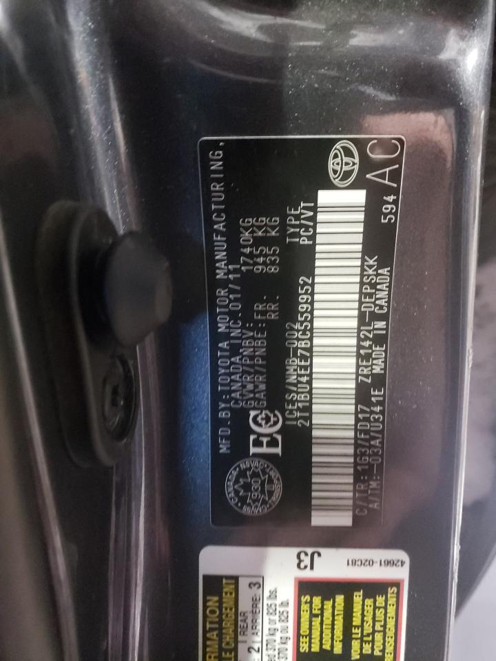 Photo 10 from auction – 2011 TOYOTA COROLLA BA with VIN 2T1BU4EE7BC559952