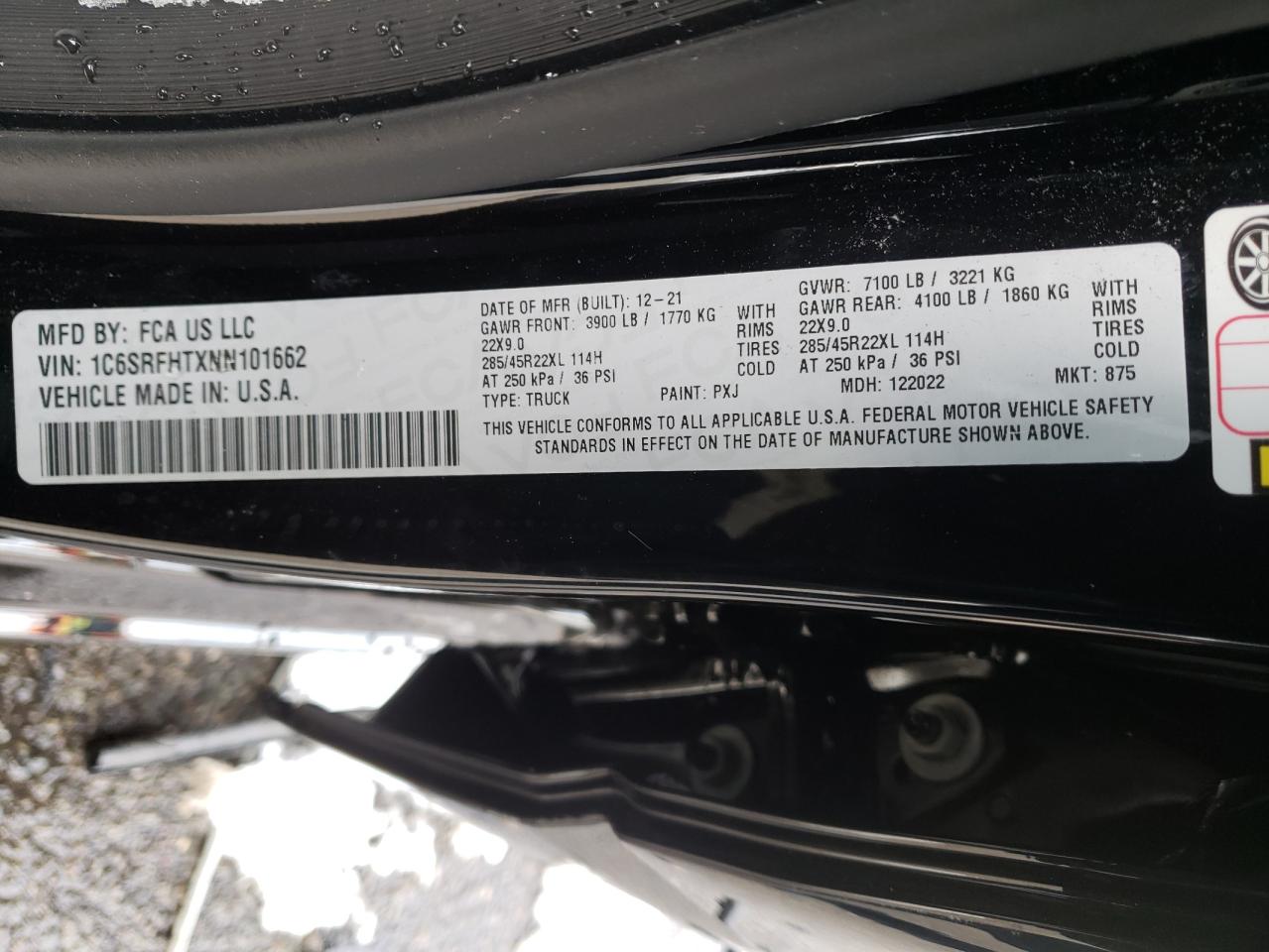 Photo 10 from auction – 2022 RAM 1500 LONGH with VIN 1C6SRFHTXNN101662