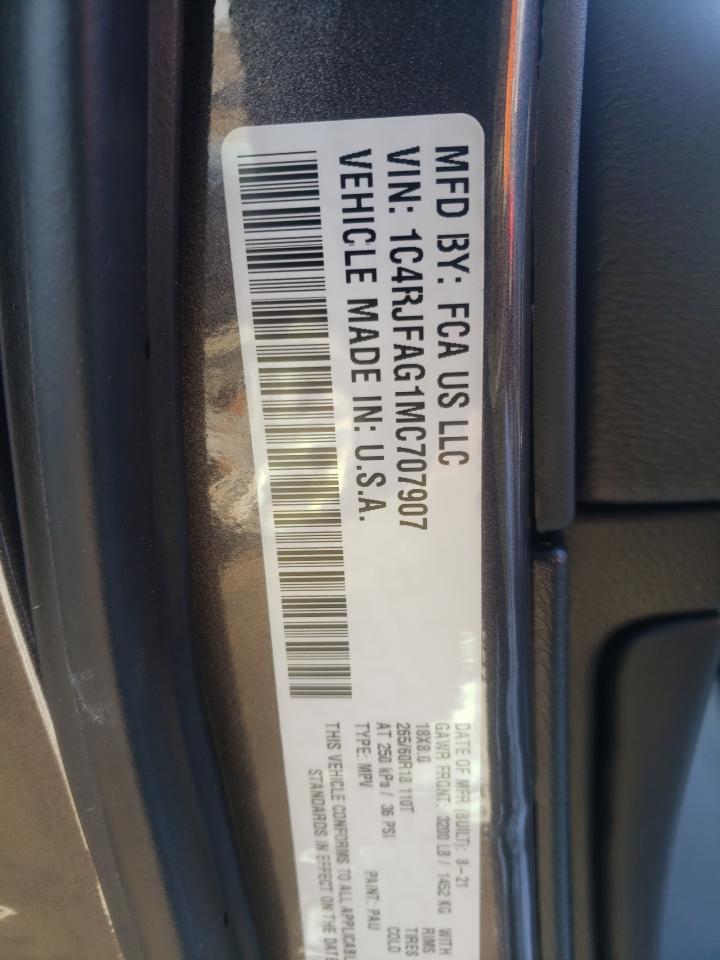 Photo 10 from auction – 2021 JEEP GRAND CHER with VIN 1C4RJFAG1MC707907