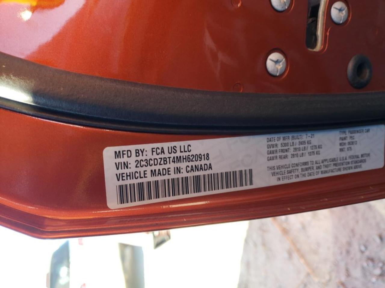 Photo 10 from auction – 2021 DODGE CHALLENGER with VIN 2C3CDZBT4MH620918