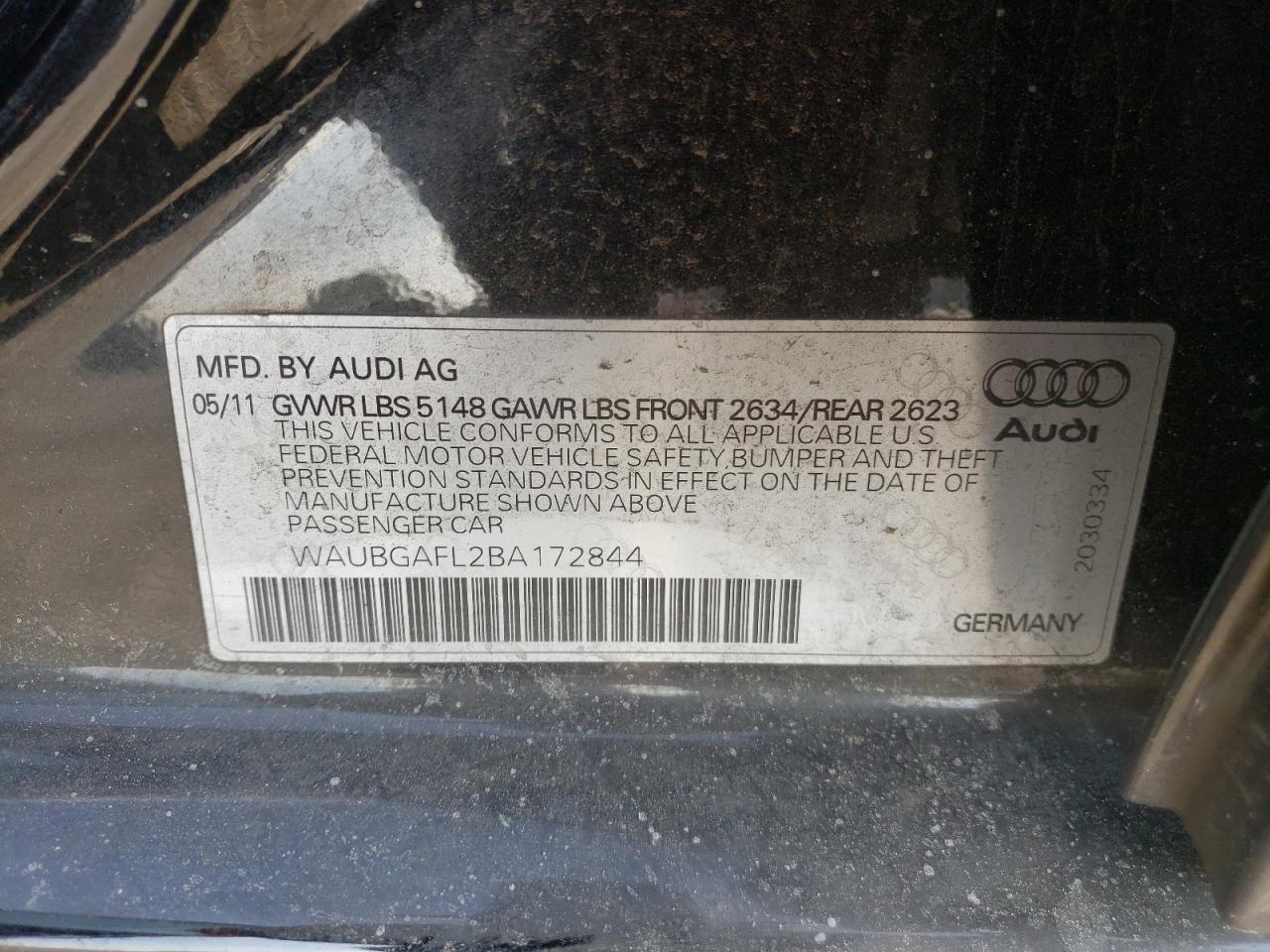 Photo 10 from auction – 2011 AUDI S4 PREMIUM with VIN WAUBGAFL2BA172844