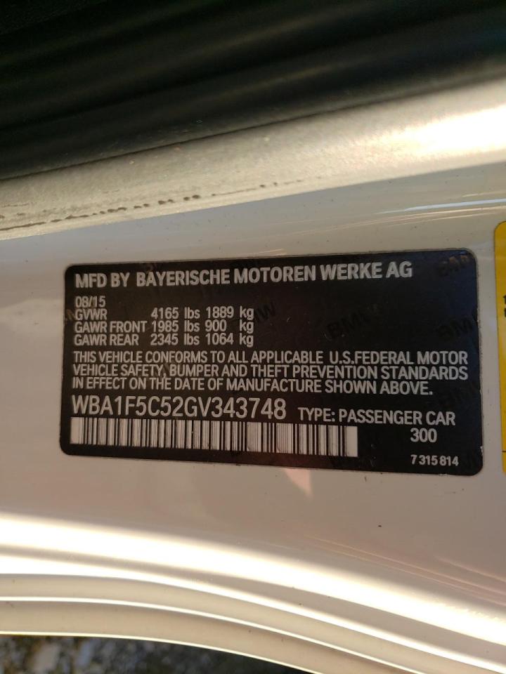 Photo 10 from auction – 2016 BMW 228 I with VIN WBA1F5C52GV343748