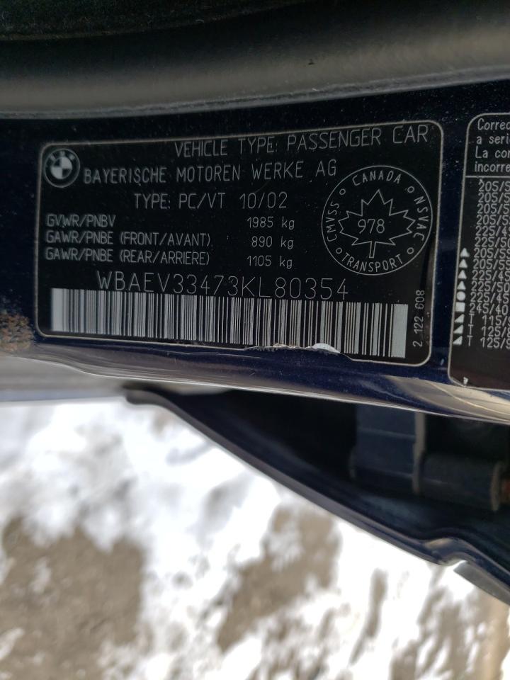 Photo 10 from auction – 2003 BMW 325 I with VIN WBAEV33473KL80354