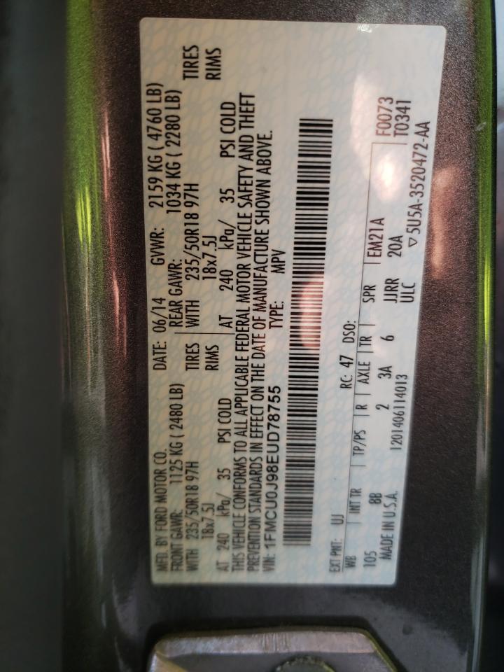 Photo 10 from auction – 2014 FORD ESCAPE TIT with VIN 1FMCU0J98EUD78755