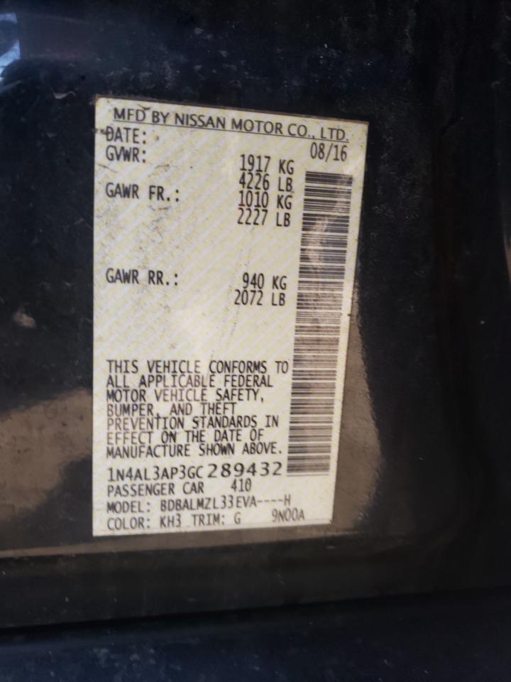 Photo 10 from auction – 2016 NISSAN ALTIMA 2.5 with VIN 1N4AL3AP3GC289432