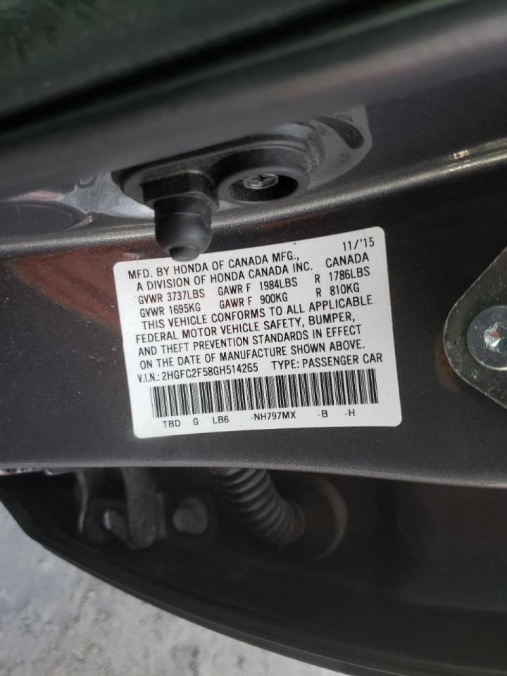 Photo 10 from auction – 2016 HONDA CIVIC LX with VIN 2HGFC2F58GH514265