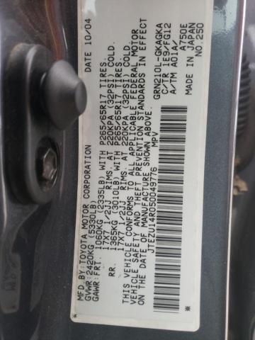 Photo 10 from auction – 2005 TOYOTA 4RUNNER with VIN JTEZU14R050049776