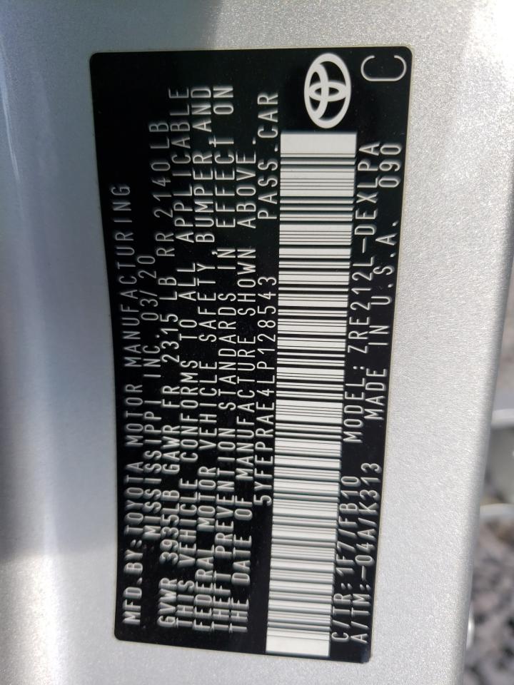 Photo 10 from auction – 2020 TOYOTA COROLLA LE with VIN 5YFEPRAE4LP128543