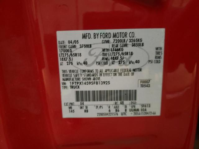 Photo 10 from auction – 2005 FORD F150 with VIN 1FTPX14595FB13925