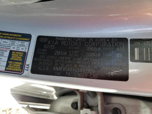 Photo 10 from auction – 2016 KIA FORTE EX with VIN KNAFX5A8XG5492909
