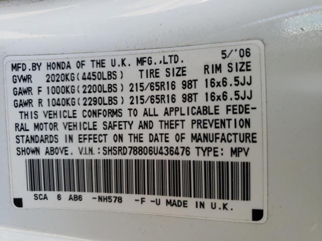 Photo 10 from auction – 2006 HONDA CR-V EX with VIN SHSRD78806U436476