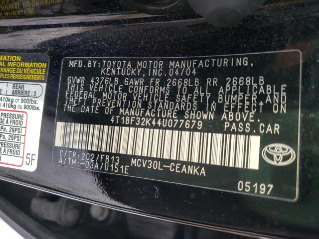 Photo 10 from auction – 2004 TOYOTA CAMRY LE with VIN 4T1BF32K44U077679