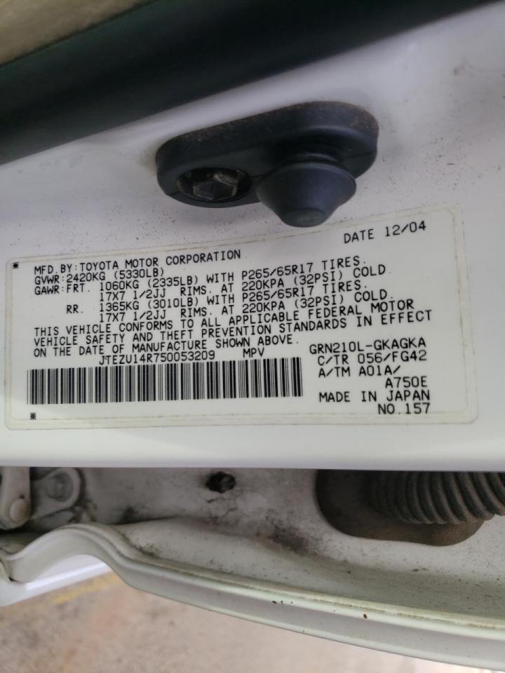 Photo 10 from auction – 2005 TOYOTA 4RUNNER SR with VIN JTEZU14R750053209