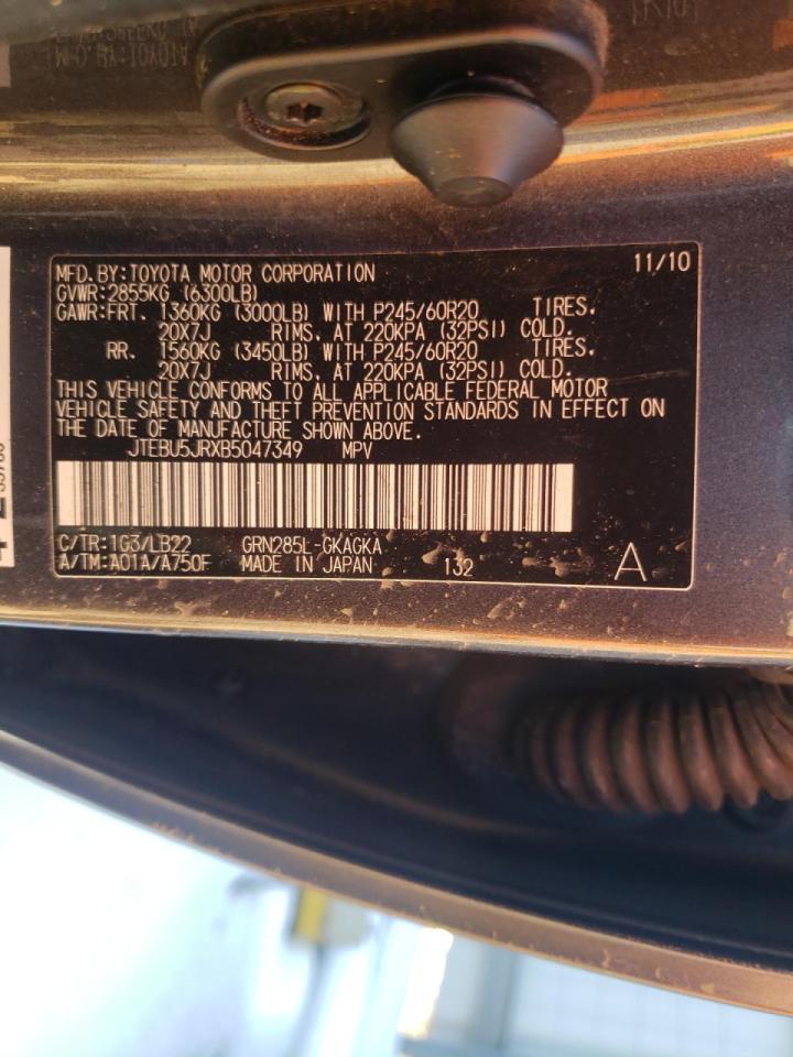 Photo 10 from auction – 2011 TOYOTA 4RUNNER SR with VIN JTEBU5JRXB5047349