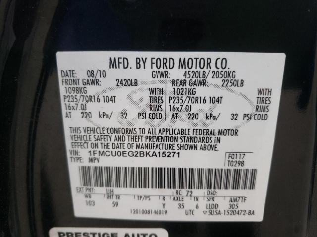 Photo 10 from auction – 2011 FORD ESCAPE LIM with VIN 1FMCU0EG2BKA15271