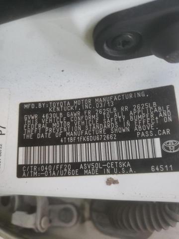Photo 10 from auction – 2013 TOYOTA CAMRY L with VIN 4T1BF1FK6DU672662