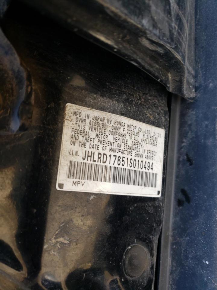 Photo 10 from auction – 2001 HONDA CRV with VIN JHLRD17651S010494