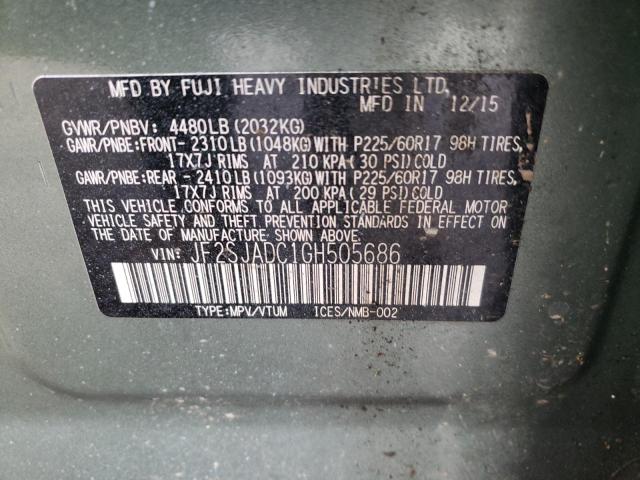 Photo 10 from auction – 2016 SUBARU FORESTER 2 with VIN JF2SJADC1GH505686
