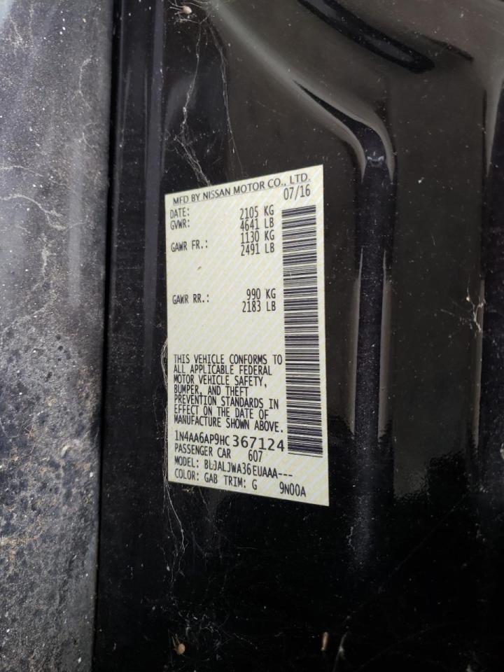 Photo 10 from auction – 2017 NISSAN MAXIMA 3.5 with VIN 1N4AA6AP9HC367124