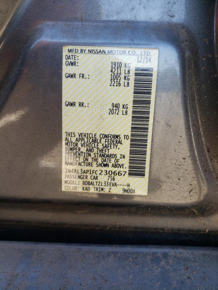 Photo 10 from auction – 2015 NISSAN ALTIMA 2.5 with VIN 1N4AL3AP1FC230667