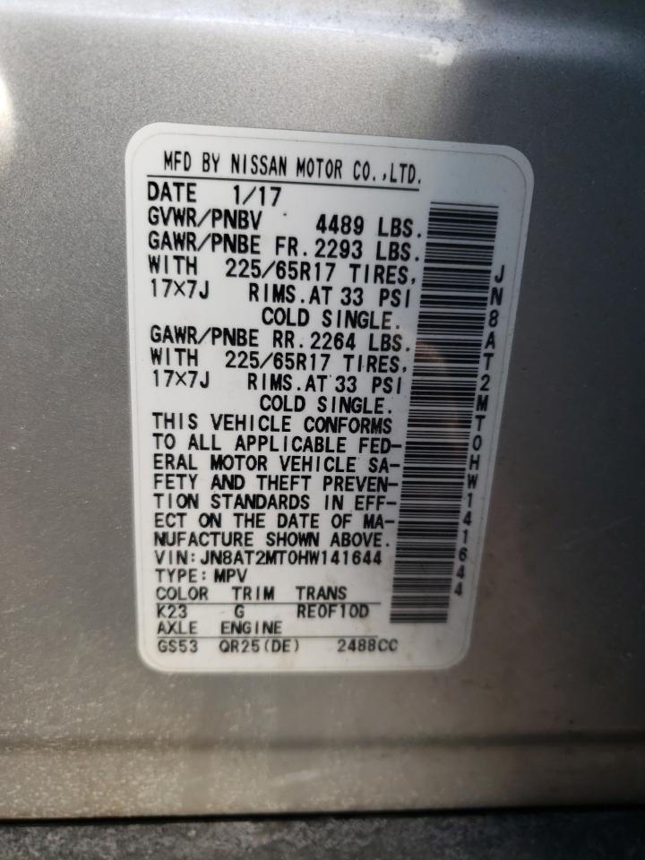 Photo 10 from auction – 2017 NISSAN ROGUE S with VIN JN8AT2MT0HW141644