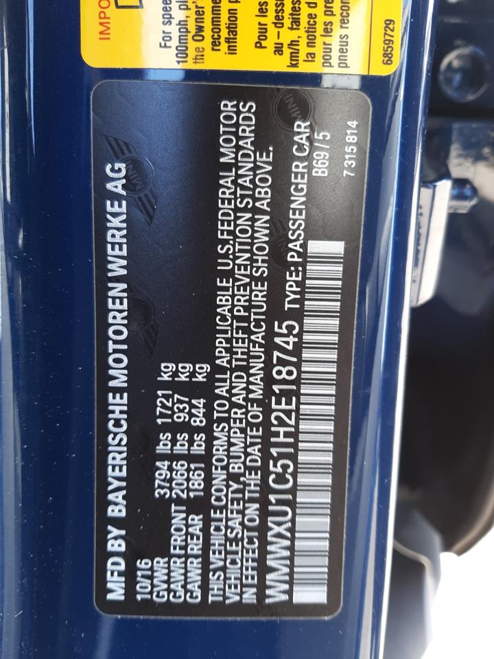 Photo 10 from auction – 2017 MINI COOPER with VIN WMWXU1C51H2E18745