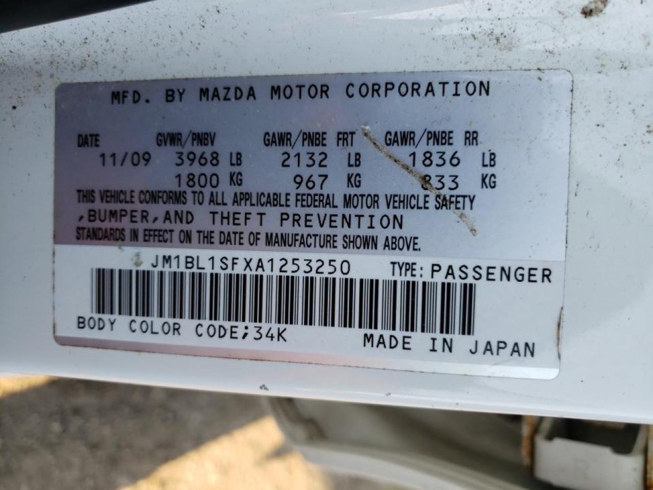 Photo 10 from auction – 2010 MAZDA 3 I with VIN JM1BL1SFXA1253250