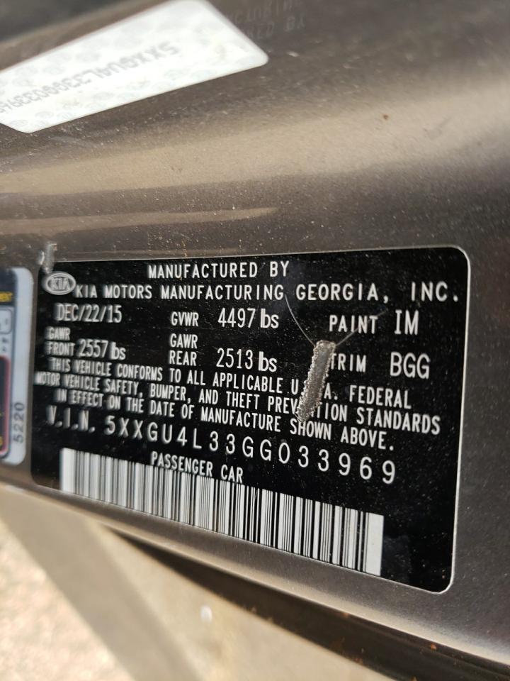 Photo 10 from auction – 2016 KIA OPTIMA EX with VIN 5XXGU4L33GG033969