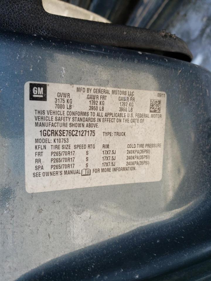 Photo 10 from auction – 2012 CHEVROLET SILVERADO with VIN 1GCRKSE76CZ127175