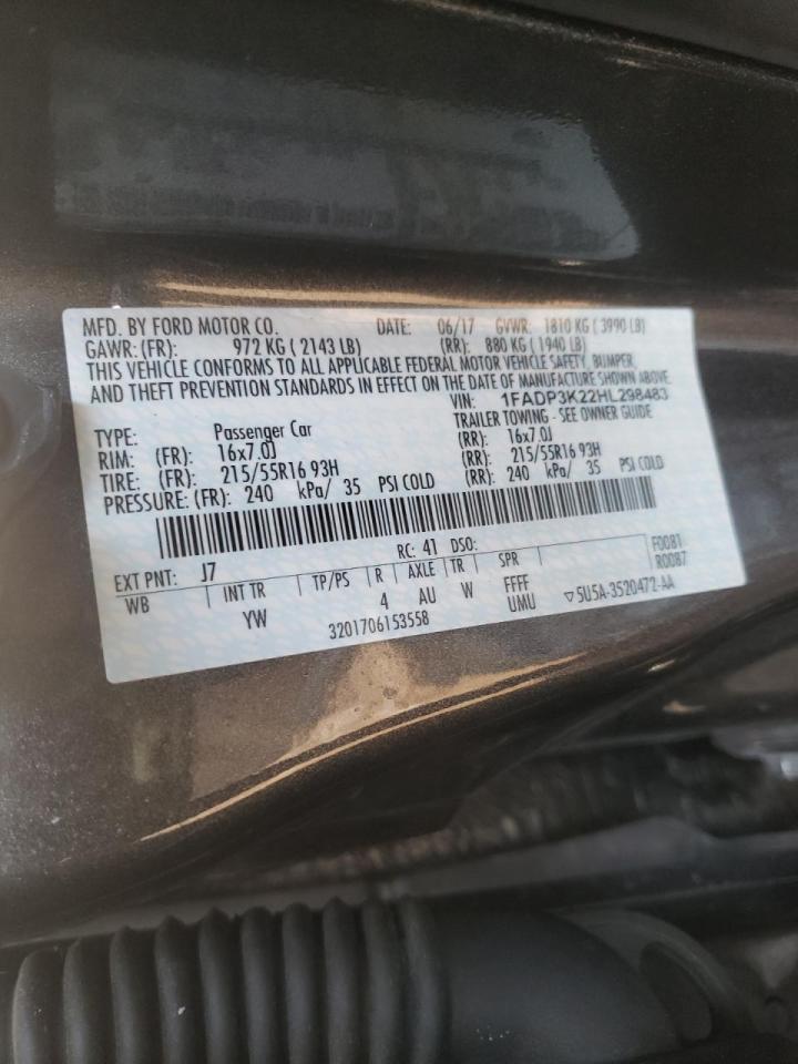 Photo 10 from auction – 2017 FORD FOCUS SE with VIN 1FADP3K22HL298483