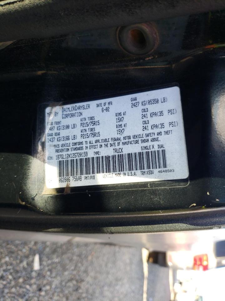 Photo 10 from auction – 2002 DODGE DAKOTA BAS with VIN 1B7GL12X12S720159