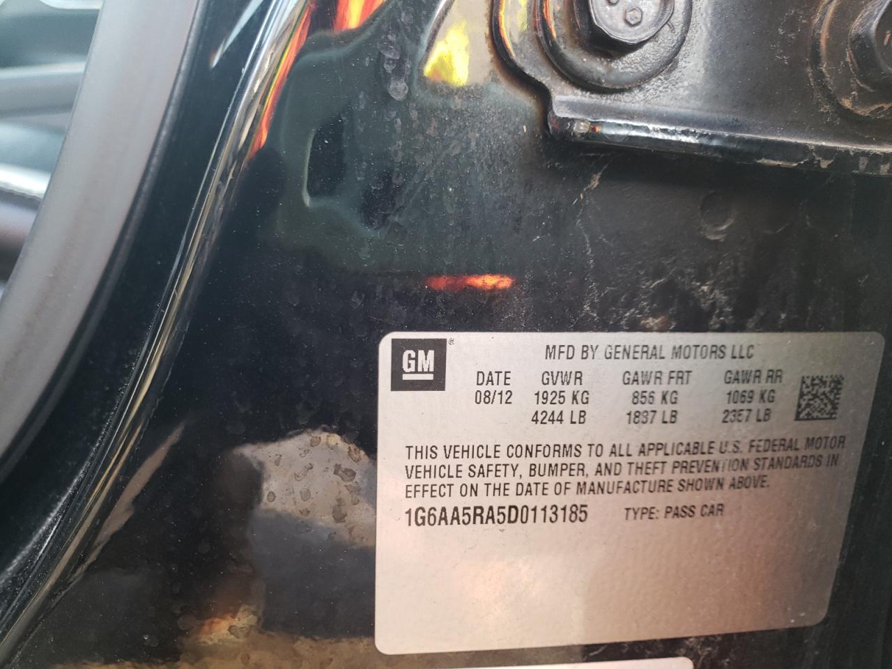 Photo 10 from auction – 2013 CADILLAC ATS with VIN 1G6AA5RA5D0113185