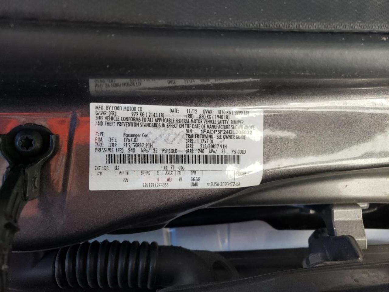 Photo 10 from auction – 2013 FORD FOCUS SE with VIN 1FADP3F24DL205032