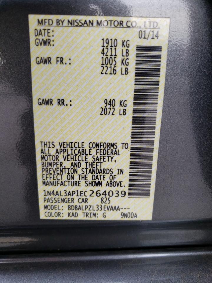 Photo 10 from auction – 2014 NISSAN ALTIMA 2.5 with VIN 1N4AL3AP1EC264039