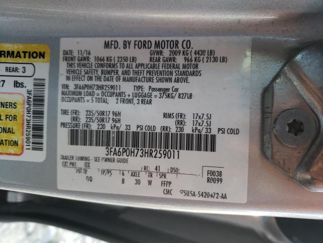 Photo 10 from auction – 2017 FORD FUSION SE with VIN 3FA6P0H73HR259011