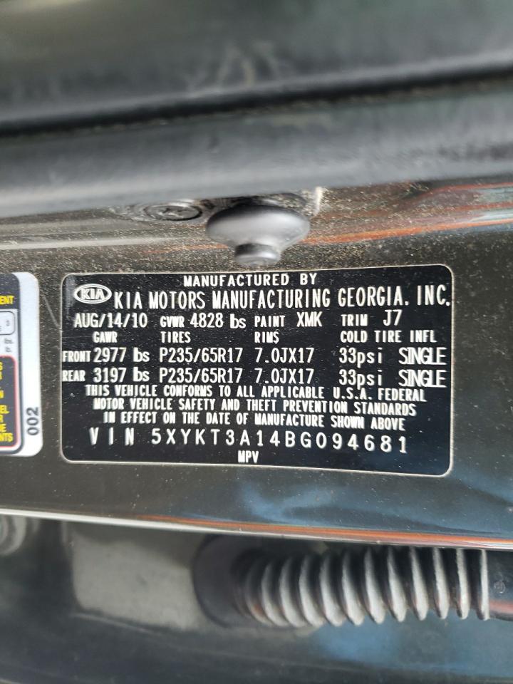 Photo 10 from auction – 2011 KIA SORENTO BA with VIN 5XYKT3A14BG094681
