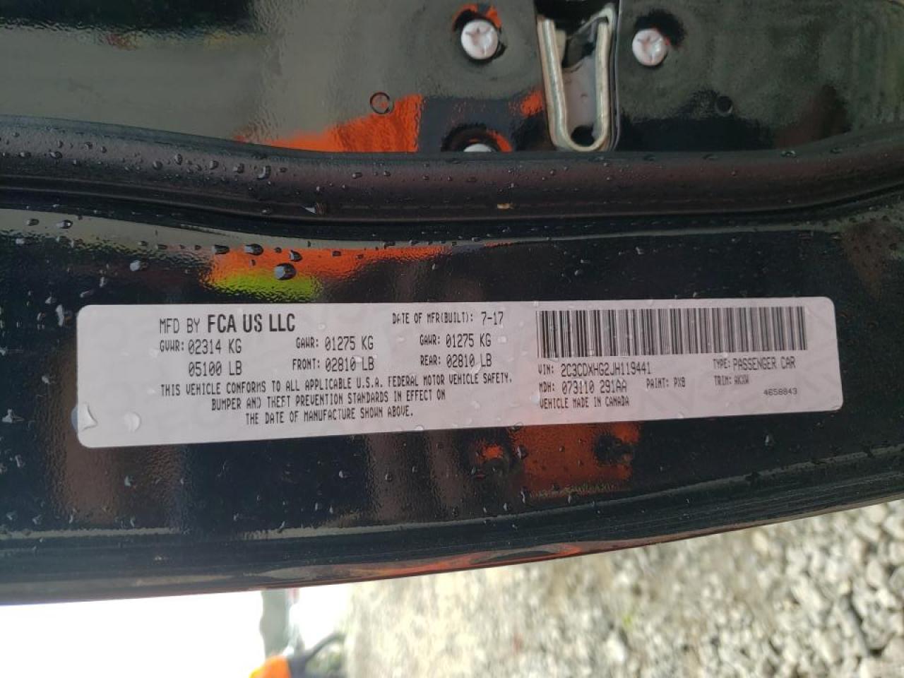 Photo 10 from auction – 2018 DODGE CHARGER SX with VIN 2C3CDXHG2JH119441