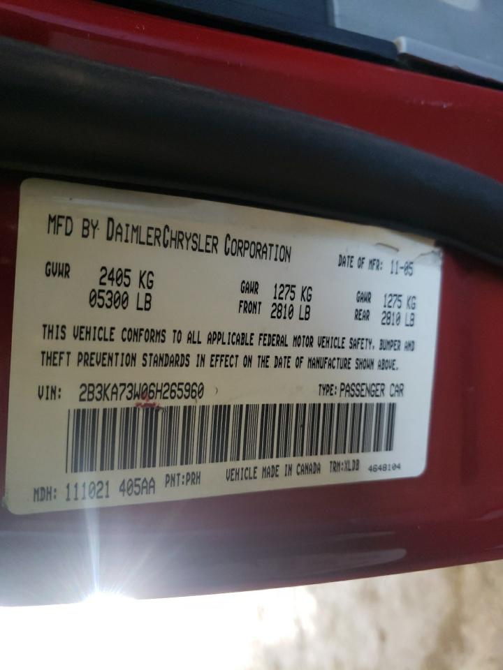 Photo 10 from auction – 2006 DODGE CHARGER SR with VIN 2B3KA73W06H265960