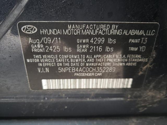 Photo 10 from auction – 2012 HYUNDAI SONATA GLS with VIN 5NPEB4AC0CH352289